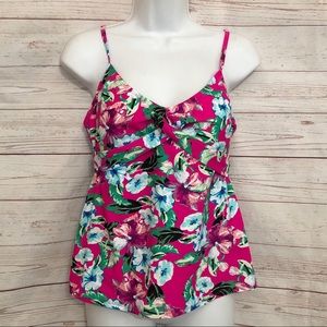 JACLYN SMITH Floral Ruched Tankini Swim Top